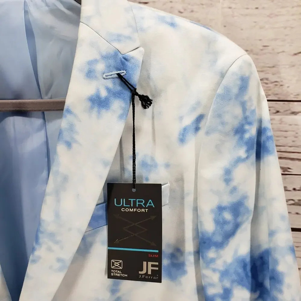 J.Ferrar New Men's Blue Dye Slim Fit Ultra Comfort Blazer Jacket Size 38S
